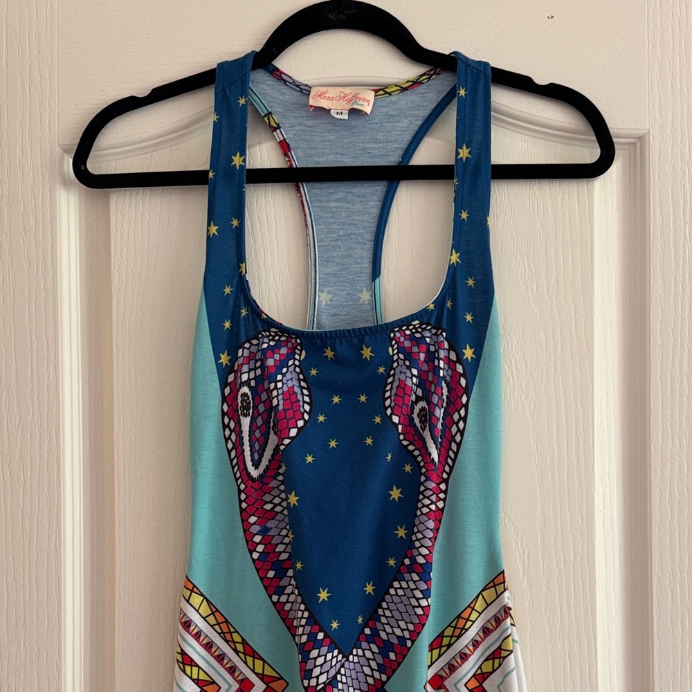 Mara Hoffman Teal & Deep Blue Geometric Racerback Snake Maxi Dress - Picture 2 of 5